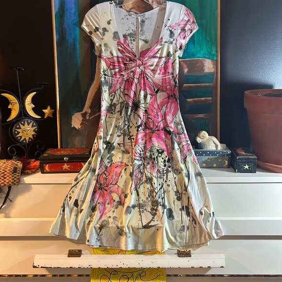 Artistic Floral V-Neck Mini Dress Size Small - Picture 13 of 15